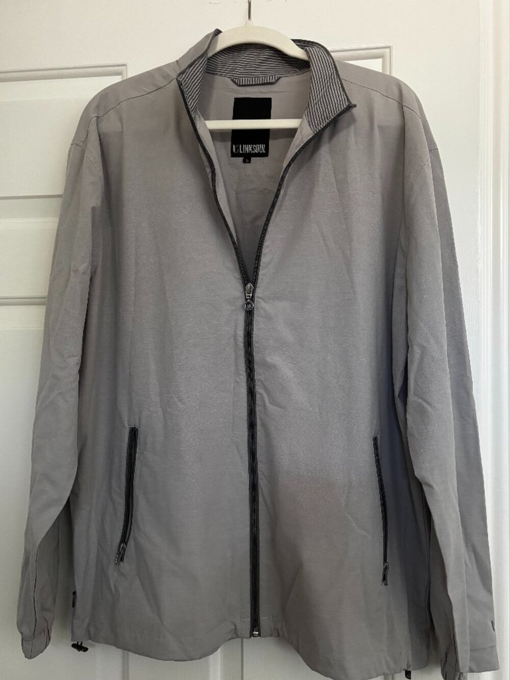 Linksoul Mens Golf Jacket Size Large Gray Full Zip Windbreaker